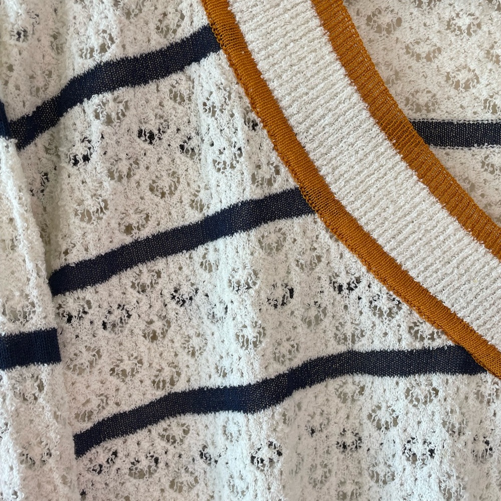 Sita Murt V-Neck Striped Lace Knit Sweater, US Size 10 - Picture 9 of 12